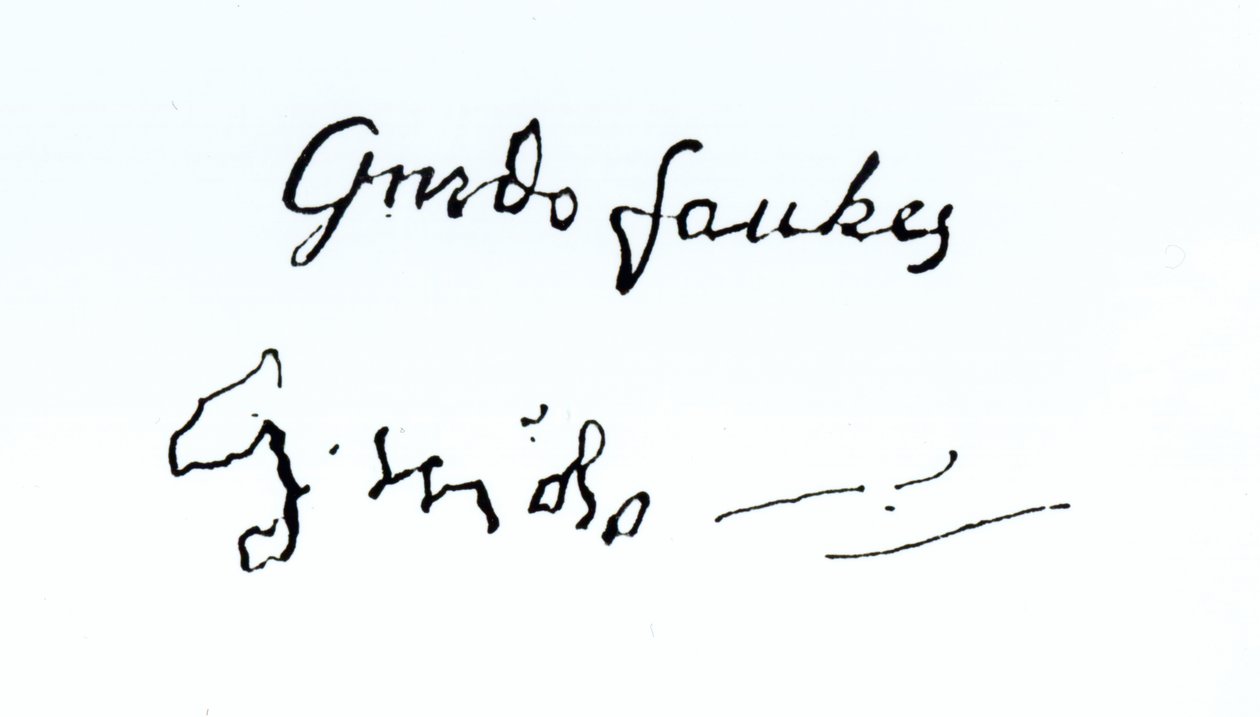 Firma di Guy Fawkes (1570-1606) da English School