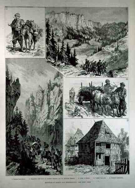Schizzi in Bosnia ed Erzegovina, da The Illustrated London News, 18 febbraio 1882 da English School