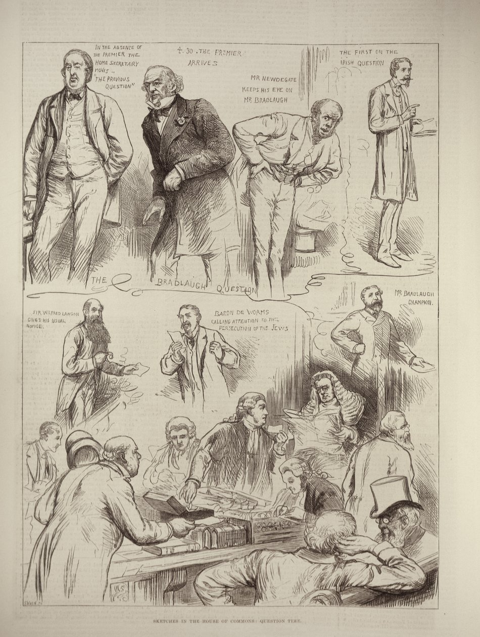Schizzi nella Camera dei Comuni: tempo delle domande, da The Illustrated London News, 18 febbraio 1882 da English School