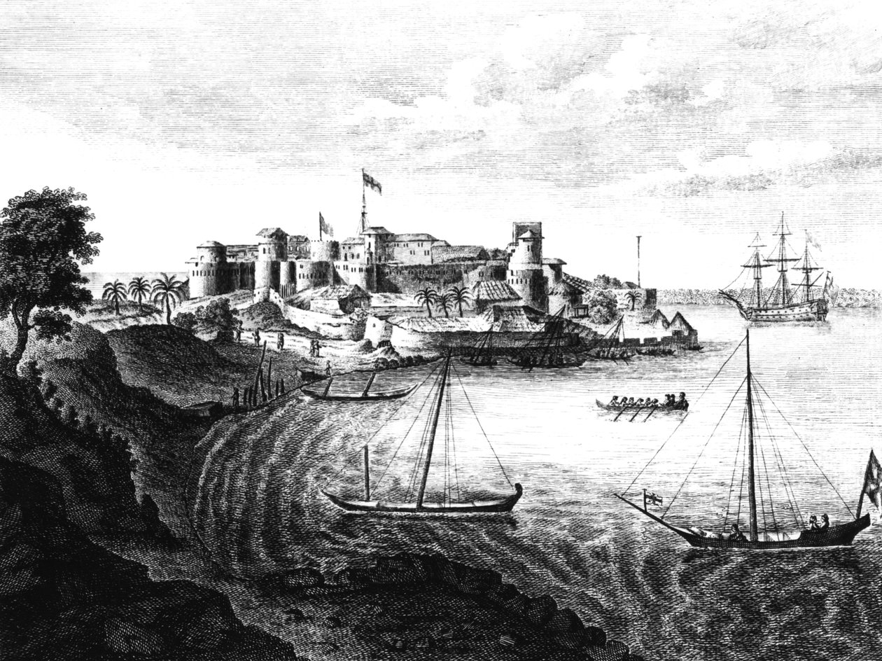 Vista sud-est del forte di Geriah, il luogo di sbarco e l