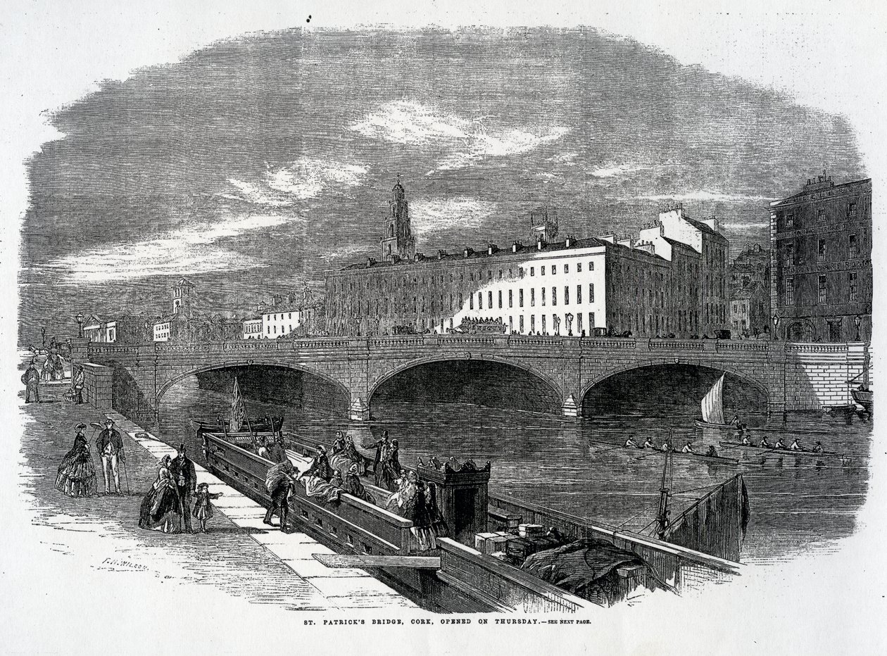 Ponte di San Patrizio, Cork, inaugurato giovedì, inciso da T.N. Wilson, pubblicato in 