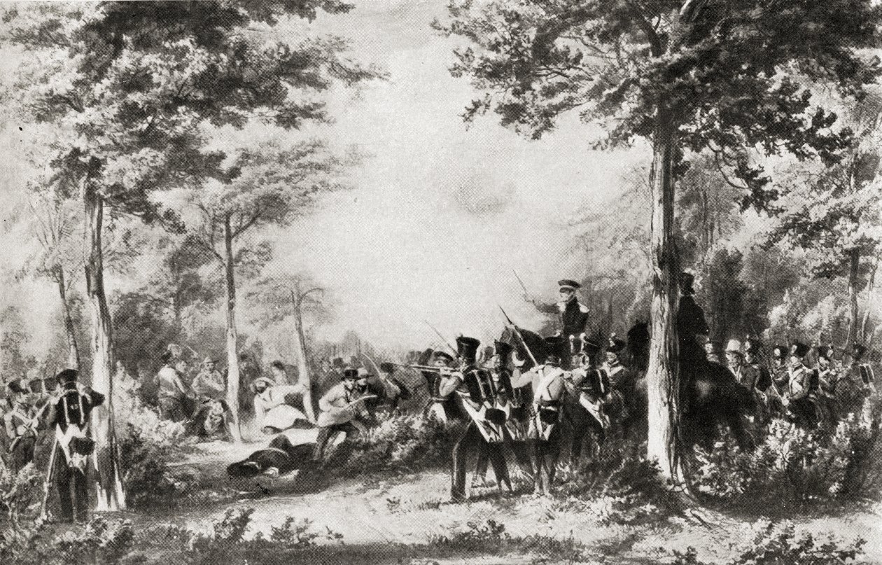 La battaglia di Bossenden Wood nel 1838 da English School