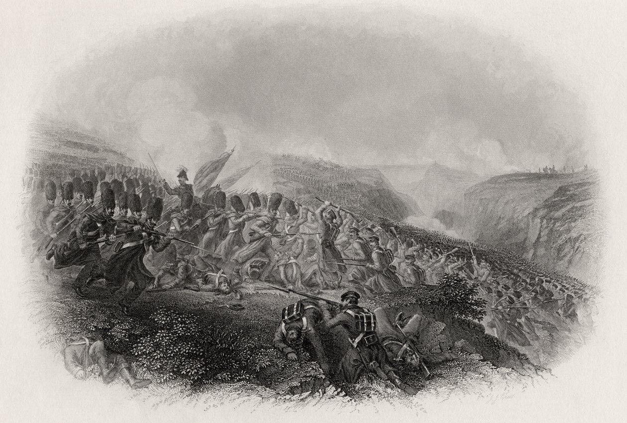 La battaglia di Inkermann, carica delle guardie, 1854 da English School