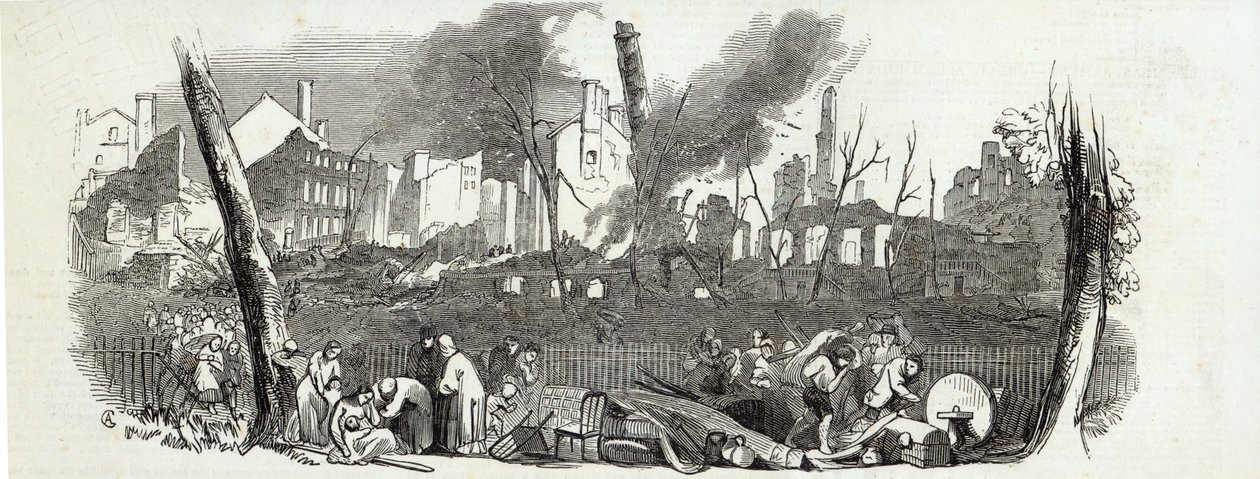 Il Bowling-green e Marketfield-street, New York, da The Illustrated London News, 23 agosto 1845 da English School