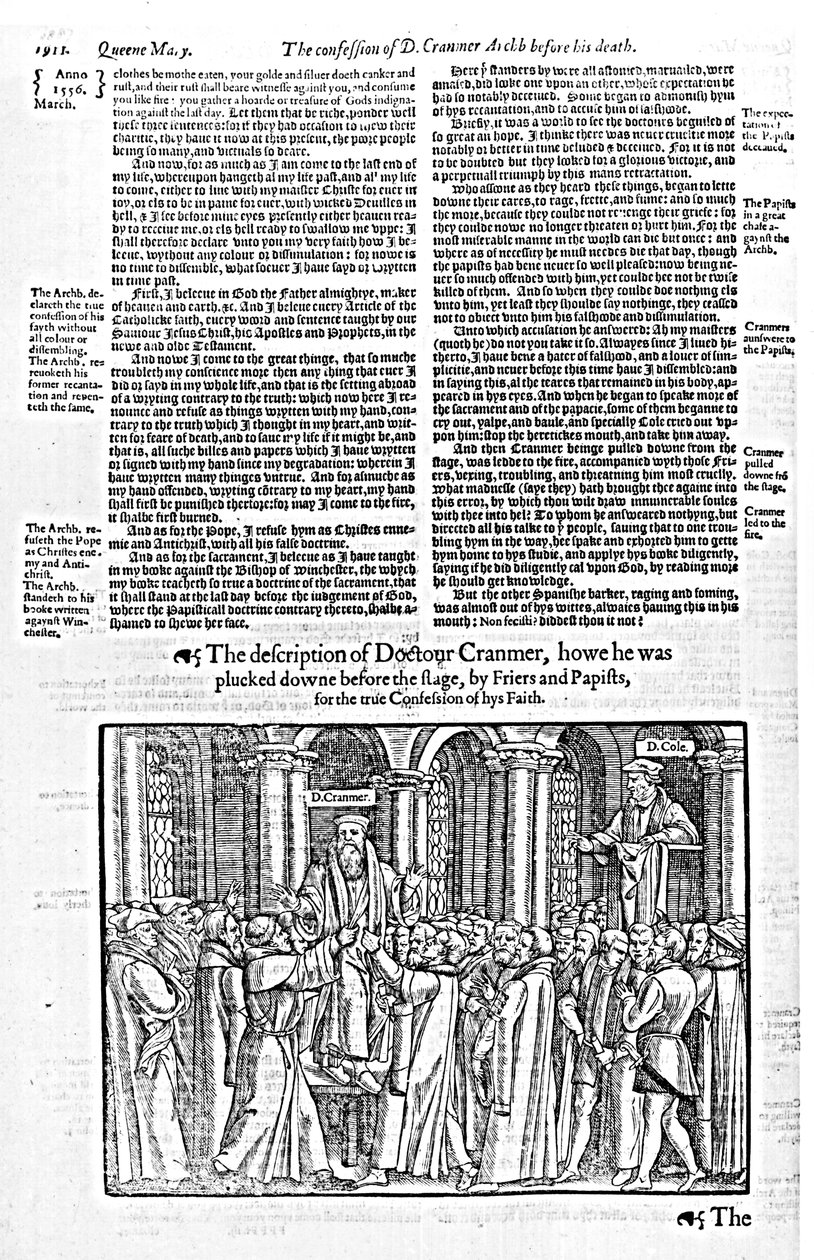 La confessione del dottor Thomas Cranmer (1489-1556) Arcivescovo di Canterbury, prima della sua morte, da 