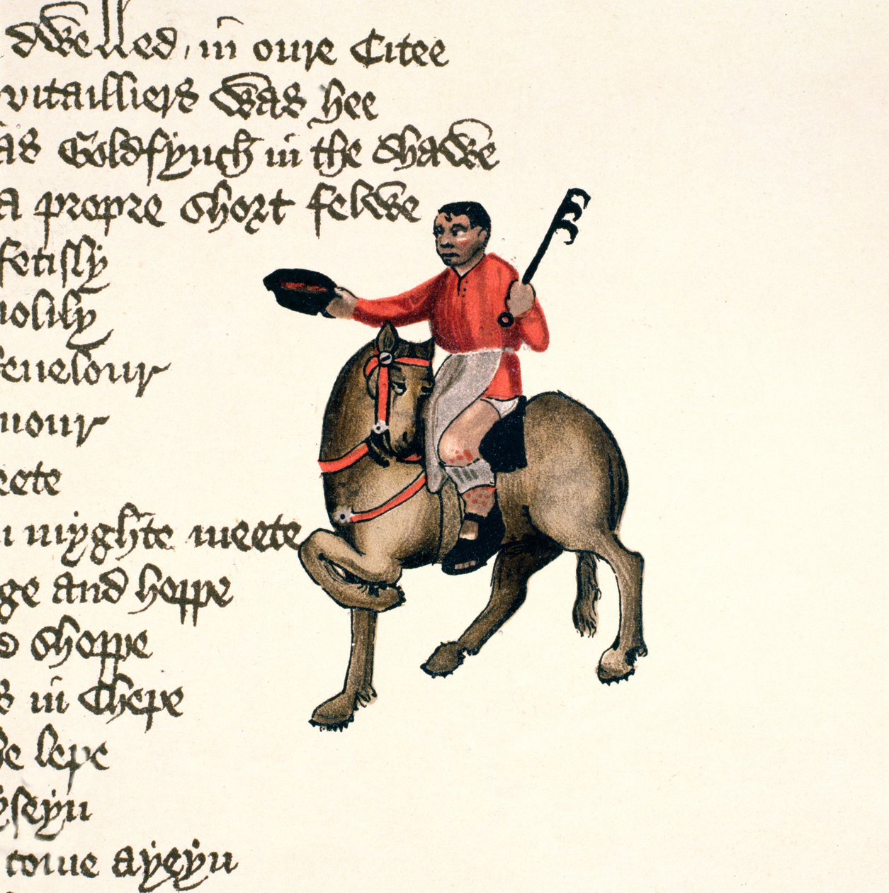 Il Cuoco (dettaglio) da I racconti di Canterbury, di Geoffrey Chaucer, manoscritto di Ellesmere, edizione facsimile, 1911 da English School