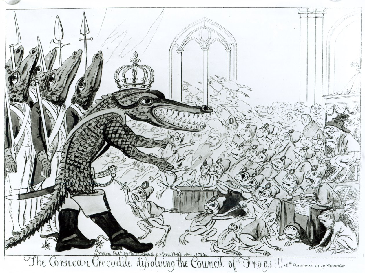 Il coccodrillo corso che dissolve il Consiglio delle Rane, 9 novembre 1799 da English School