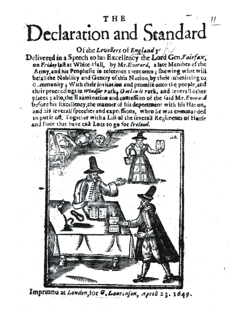 La dichiarazione e lo standard dei Livellatori, 23 aprile 1649 da English School