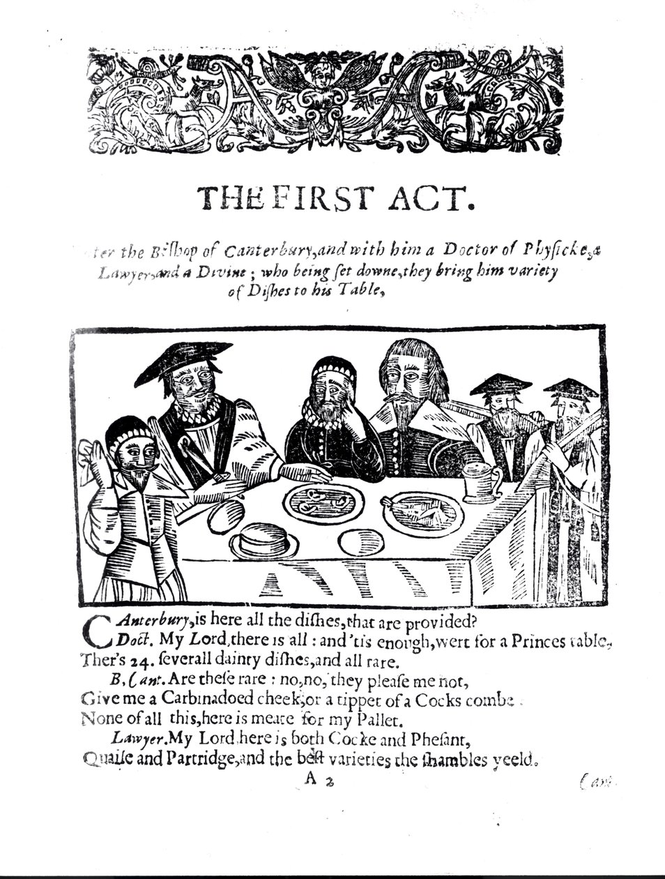 Il primo atto, una commedia satirica contro William Prynne (1600-69) da English School