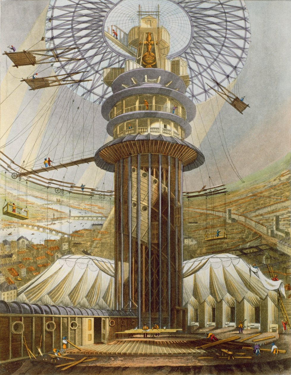 La salita geometrica alle gallerie nel Colosseo, Regents Park, pubblicato 1829 da English School