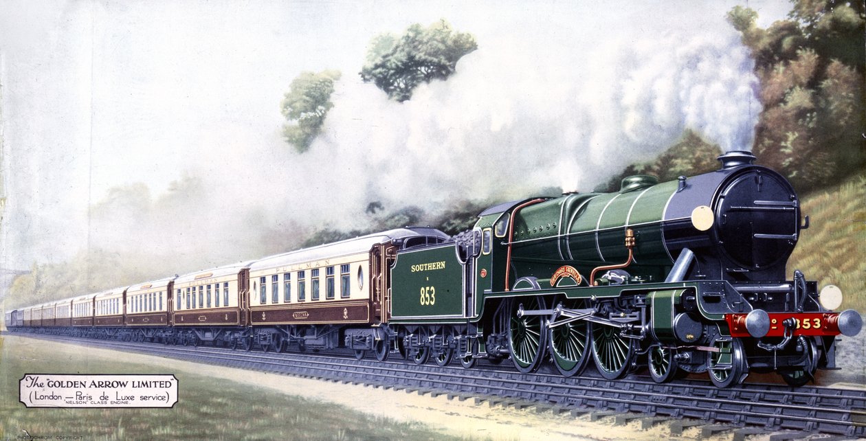 The Golden Arrow Limited, servizio di lusso Londra-Parigi, anni 1900 da English School