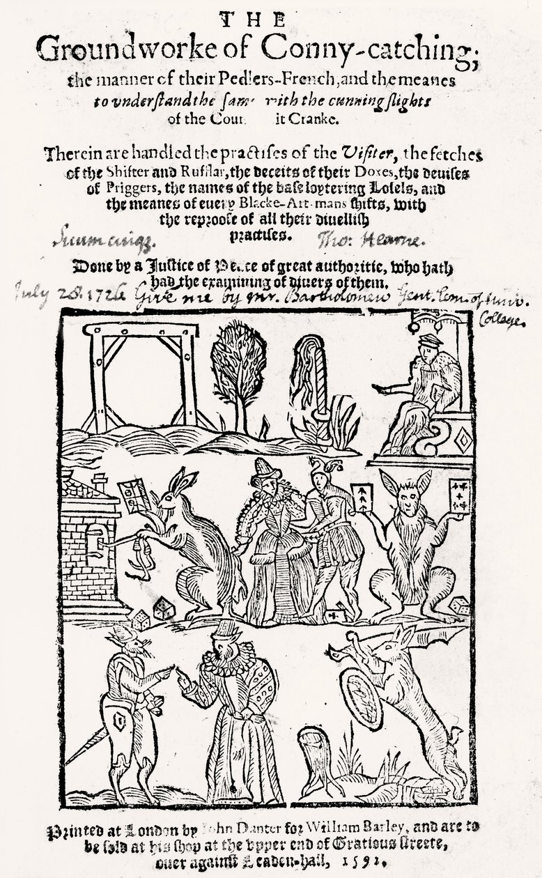 Le basi del Conny-Catching, pubblicato nel 1592 da English School
