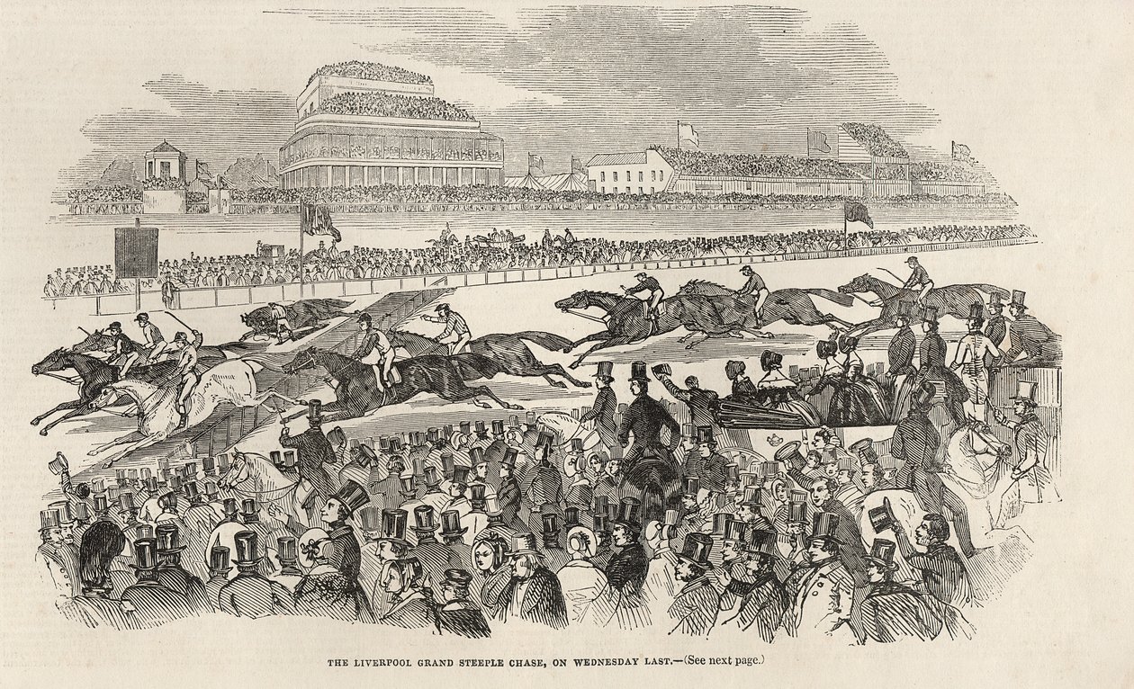 Il Gran Steeple Chase di Liverpool, 8 marzo 1845 da English School