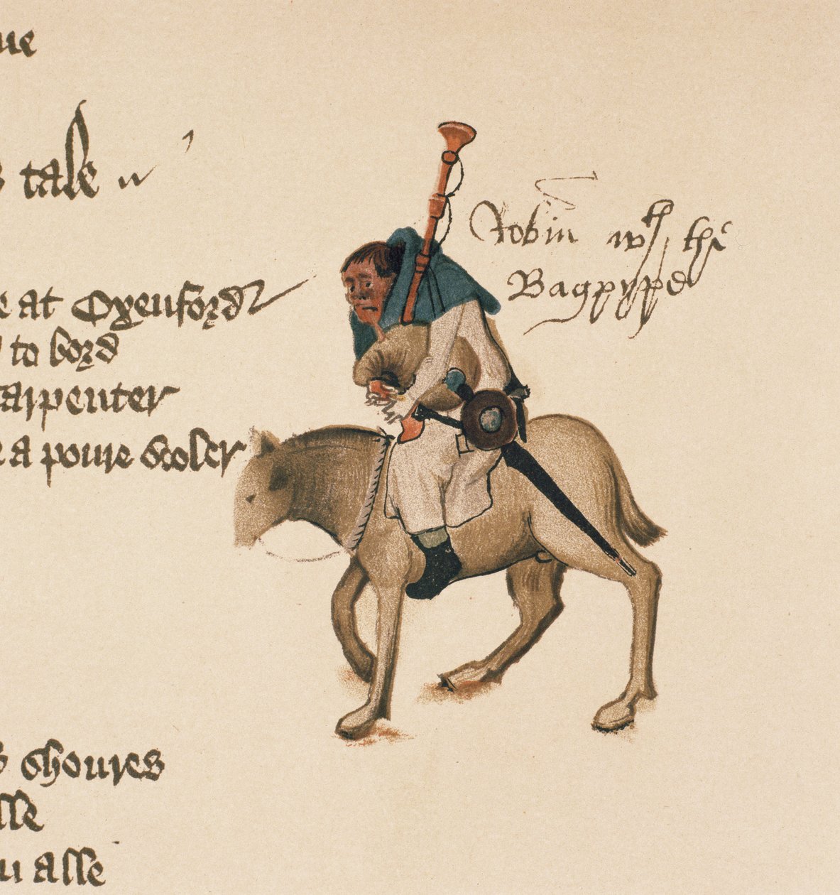 Il Mugnaio, (dettaglio) da I Racconti di Canterbury, di Geoffrey Chaucer (c.1342-1400) Manoscritto Ellesmere, edizione facsimile, 1911 da English School