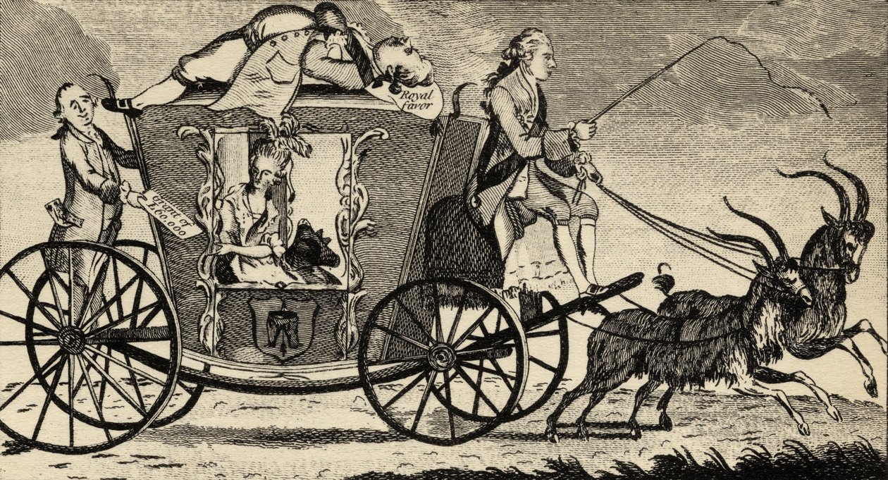 Il Nuovo Vis a Vis, o Florizel che Guida Perdita, dalla rivista Ramblers, Agosto 1783 da English School