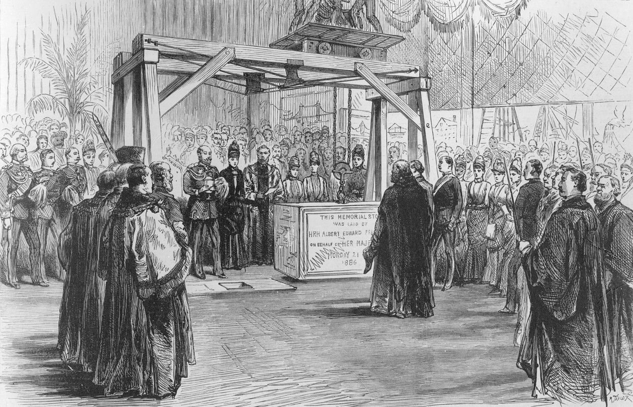 Il principe di Galles posa la prima pietra del Tower Bridge lunedì, 1886 da English School