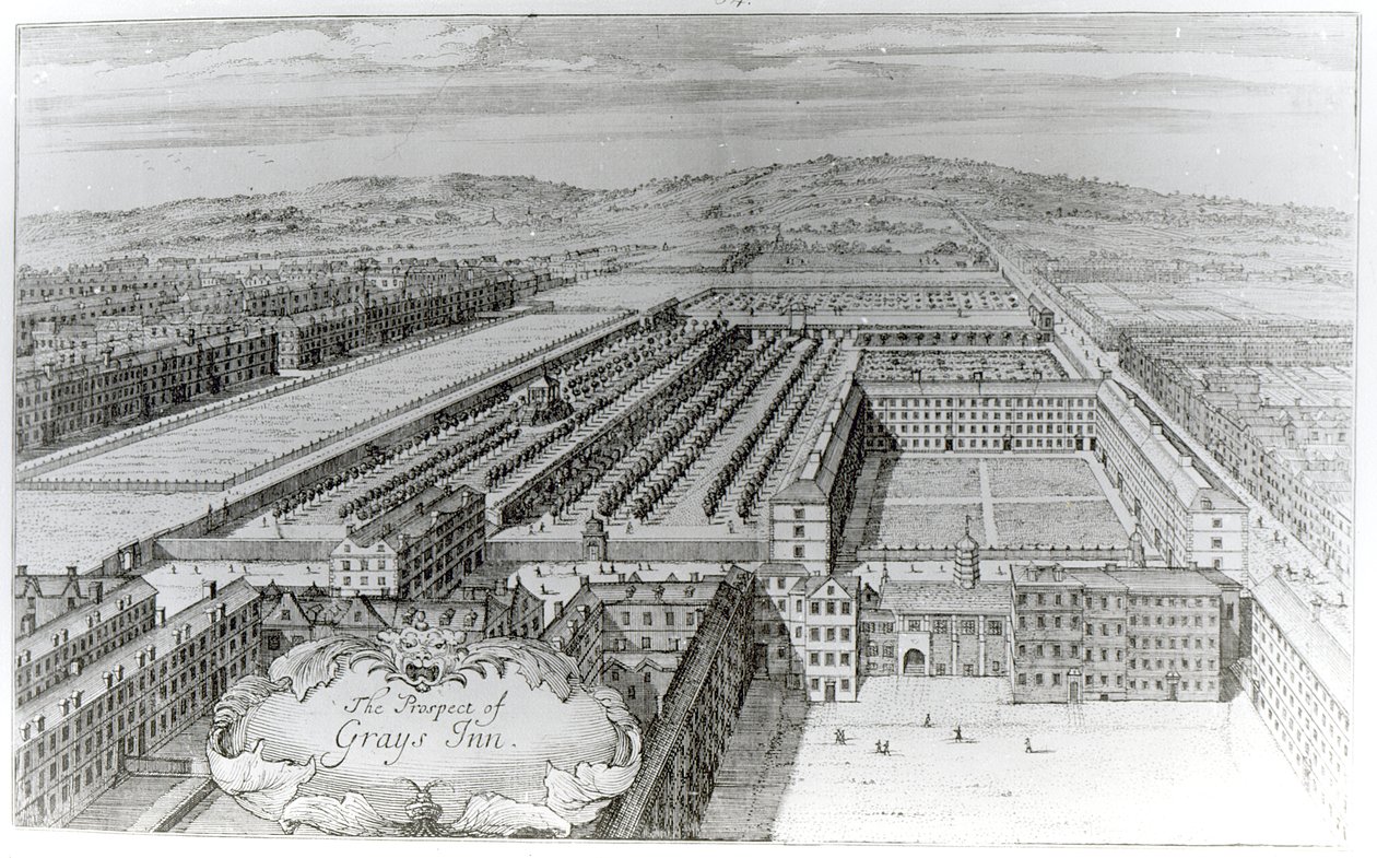 La prospettiva di Grays Inn, 1720 da English School