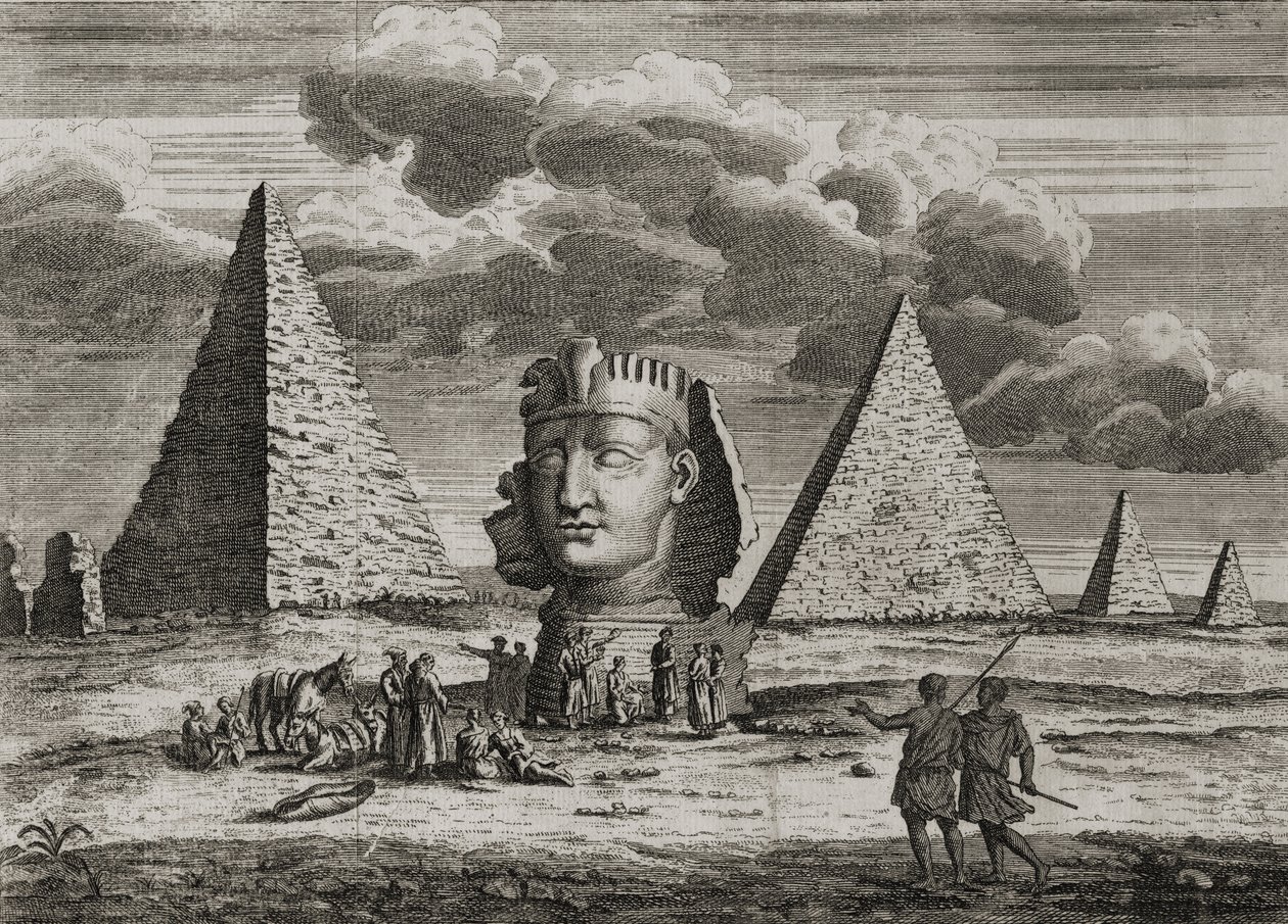 Le piramidi e la Sfinge a Giza, Egitto, c.1725 da English School