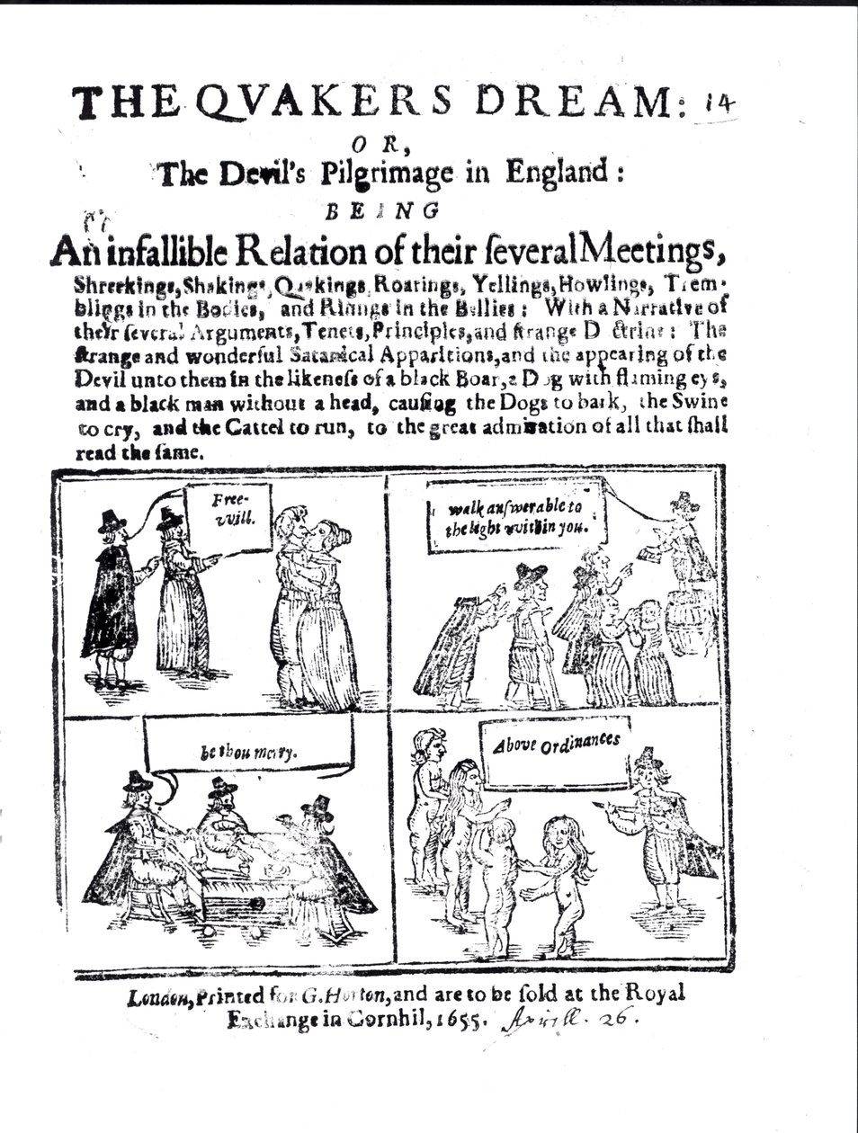Il sogno dei Quaccheri o Il pellegrinaggio del Diavolo in Inghilterra, pub. nel 1655 da English School