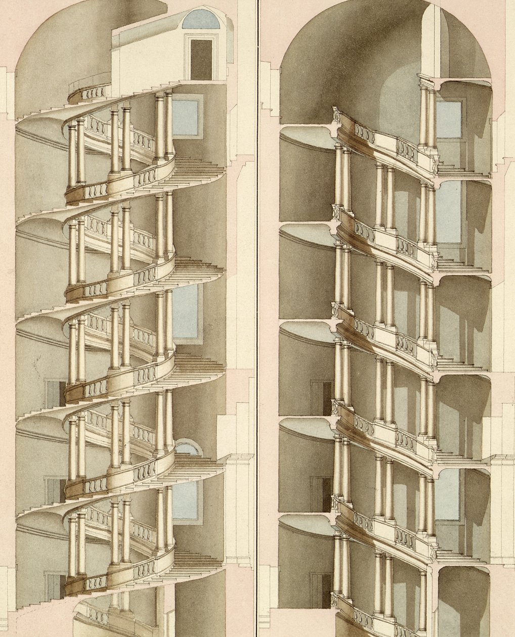 La scala della Villa Farnese, Caprarola, 1800 da English School