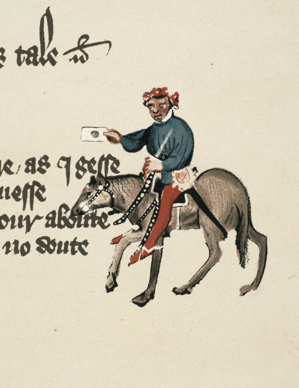 Il Summoner, (dettaglio) da I Racconti di Canterbury, di Geoffrey Chaucer (c.1342-1400) Manoscritto Ellesmere, edizione facsimile, 1911 da English School