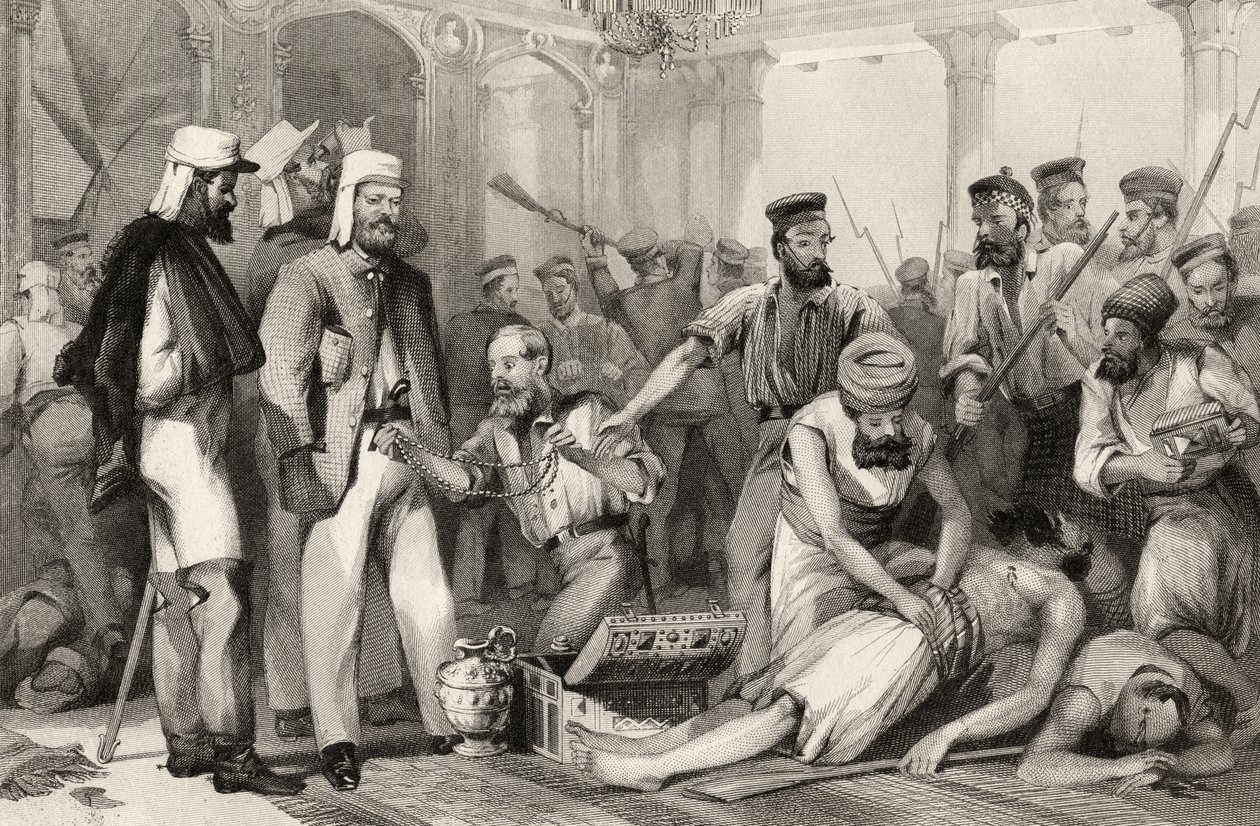 Il corrispondente del Times che osserva il saccheggio del Kaiser Bach dopo la cattura di Lucknow il 15 marzo 1858 da English School