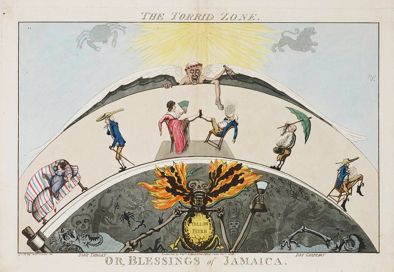 La Zona Torrida, o Benedizioni della Giamaica. c.1800 (acquatinta colorata) da English School