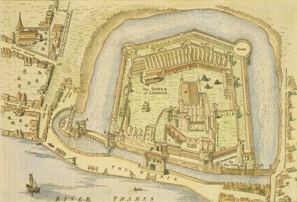 La Torre di Londra, da un rilievo fatto nel 1597 da W. Haiward e J. Gascoyne da English School