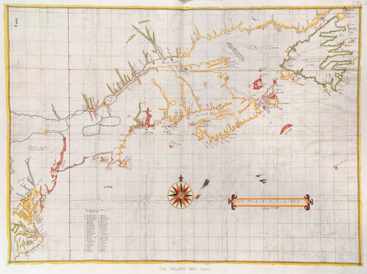 La mappa di Velasco, facsimile, 1610 da English School