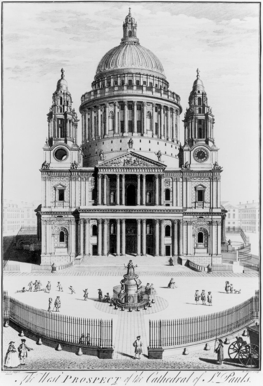 Prospetto occidentale della Cattedrale di San Paolo, inciso da R. Parr da English School