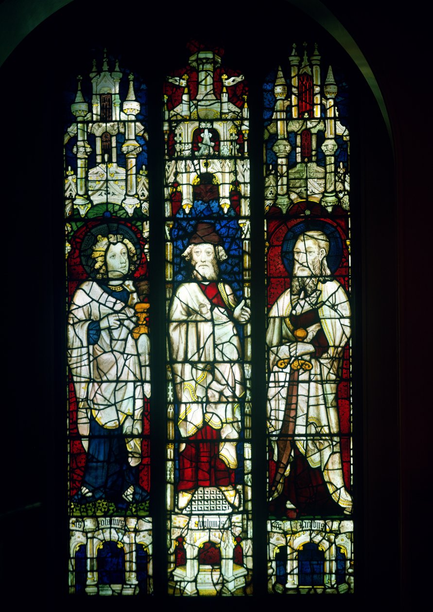La finestra di Winchester, raffigurante San Giovanni Evangelista, San Giacomo il Minore e il profeta Sofonia, 1392 (vetrata) da English School