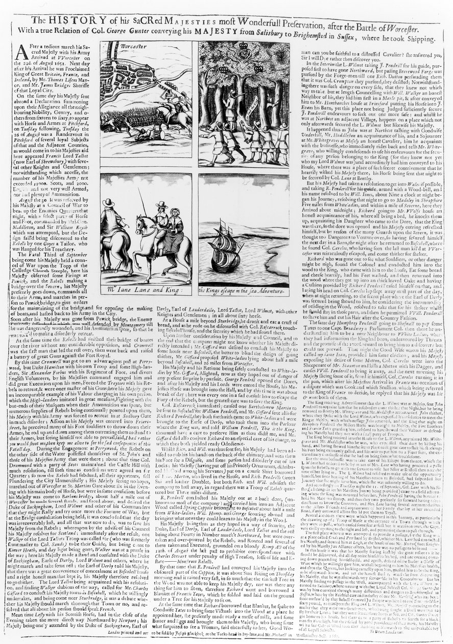 La storia della Battaglia di Worcester, pubblicata nel 1660 da English School