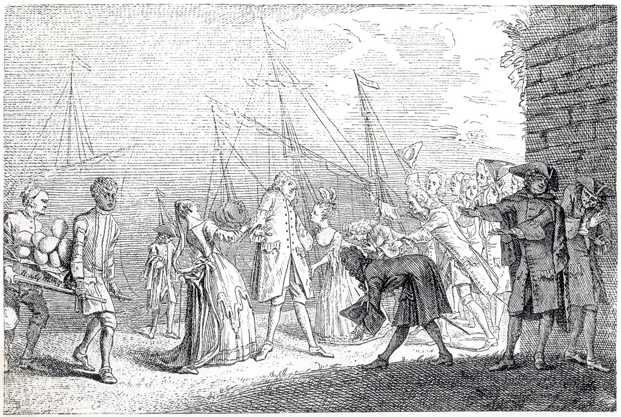 Lo sbarco in Inghilterra di Senesino, 1719 da English School