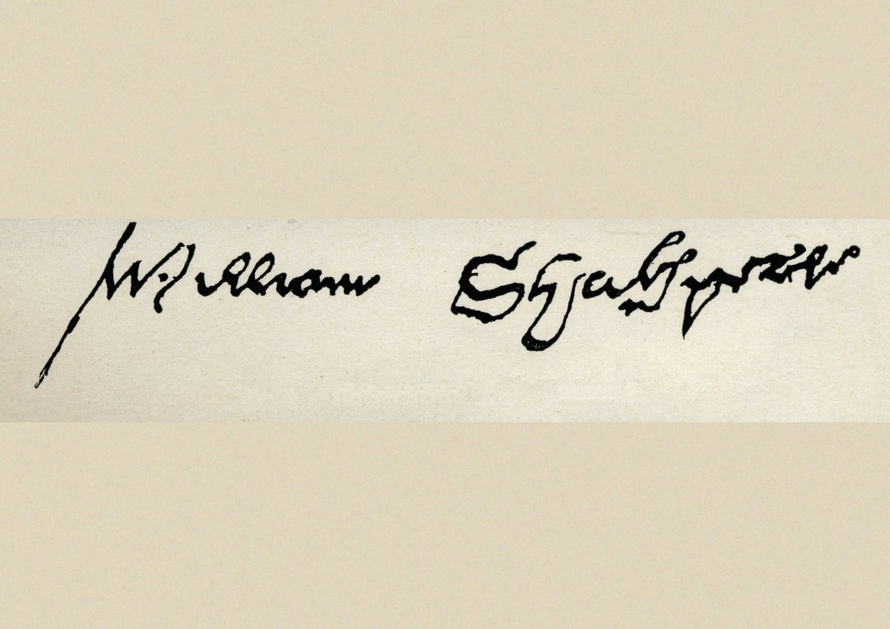 La firma di William Shakespeare (penna e inchiostro) da English School