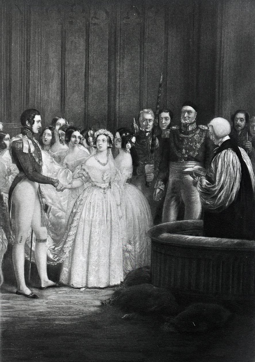 La cerimonia di matrimonio della Regina Vittoria e del Principe Alberto il 10 febbraio 1840 da English School