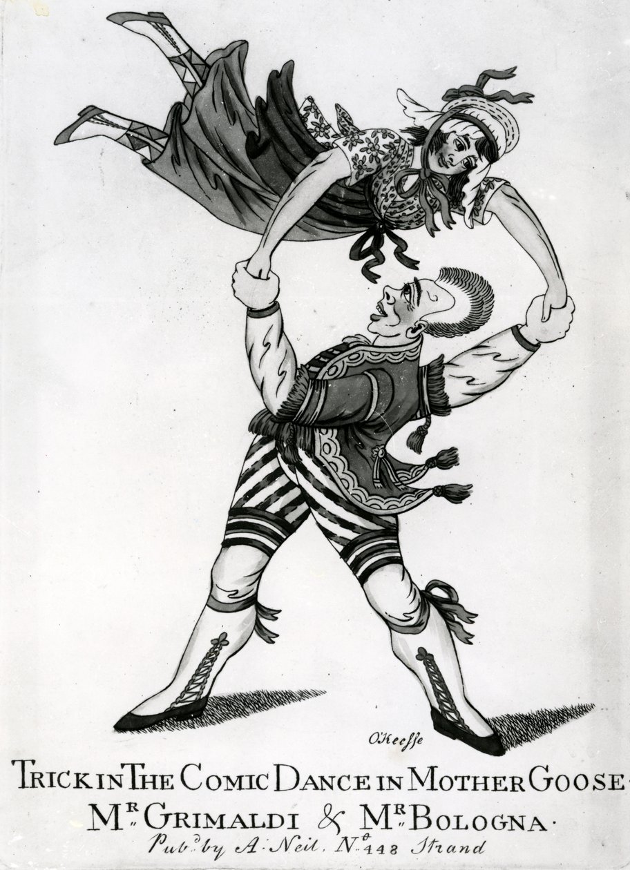 Trucco nella Danza Comica in Mother Goose - Mr Grimaldi und Mr Bologna, stampa di O