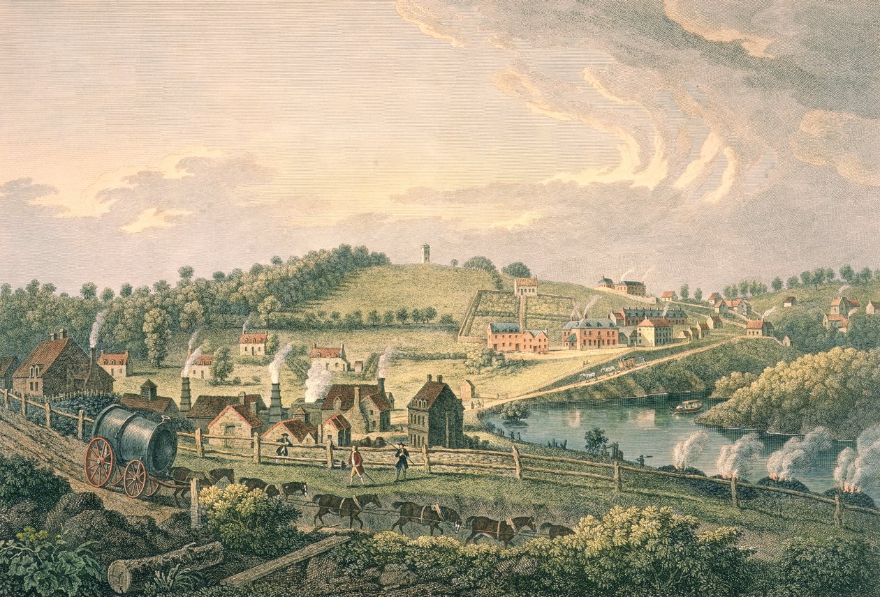 Lavori superiori a Coalbrookdale, Shropshire inciso da F. Vivares, pubblicato nel 1758 da English School