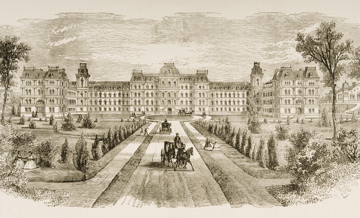 Vassar College, Poughkeepsie, Stato di New York, c.1870, da 