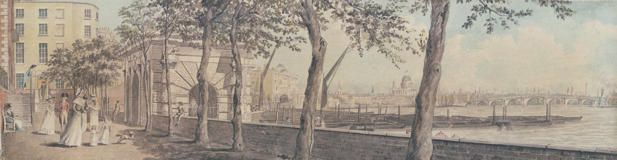 Vista del ponte di Blackfriars, da York Terrace, 1786 da English School