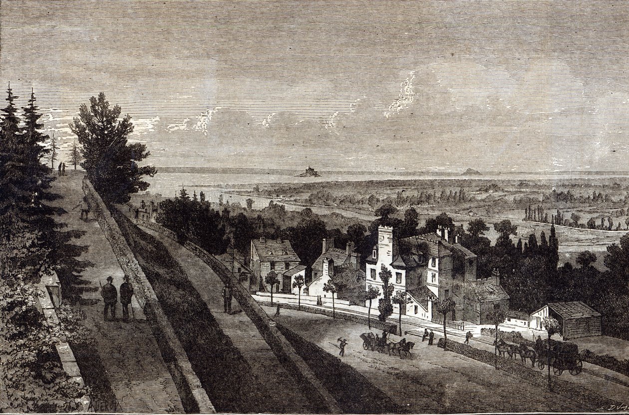 Veduta della baia di Mont St. Michel, da Avranches, Normandia, da The Graphic, 1877 da English School