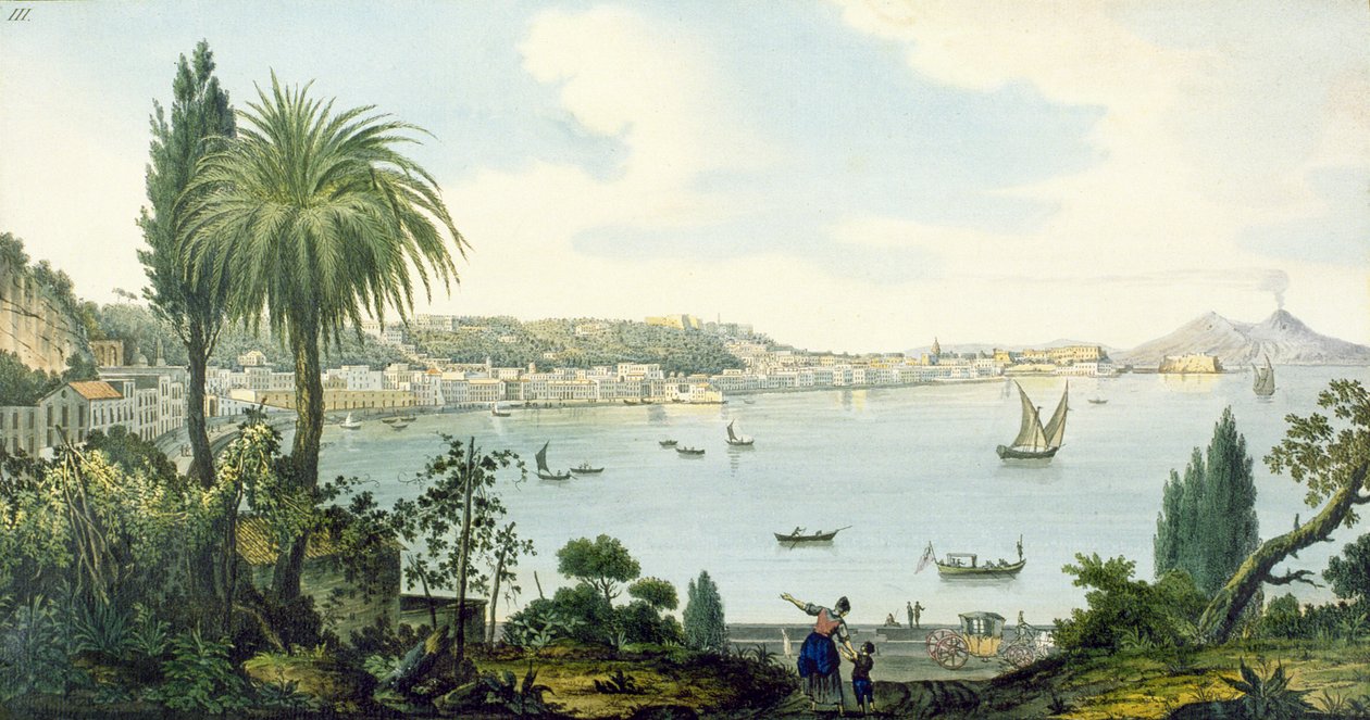 Veduta della Baia di Napoli e del Vesuvio, tavola III dal Campi Phlegraei di Sir William Hamilton, 1779 da English School
