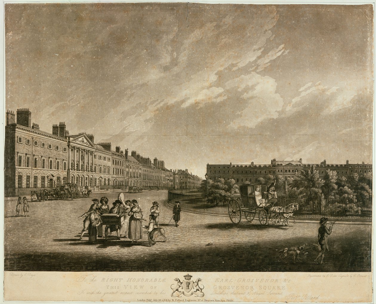 Veduta del lato nord di Grosvenor Square, 1789 da English School
