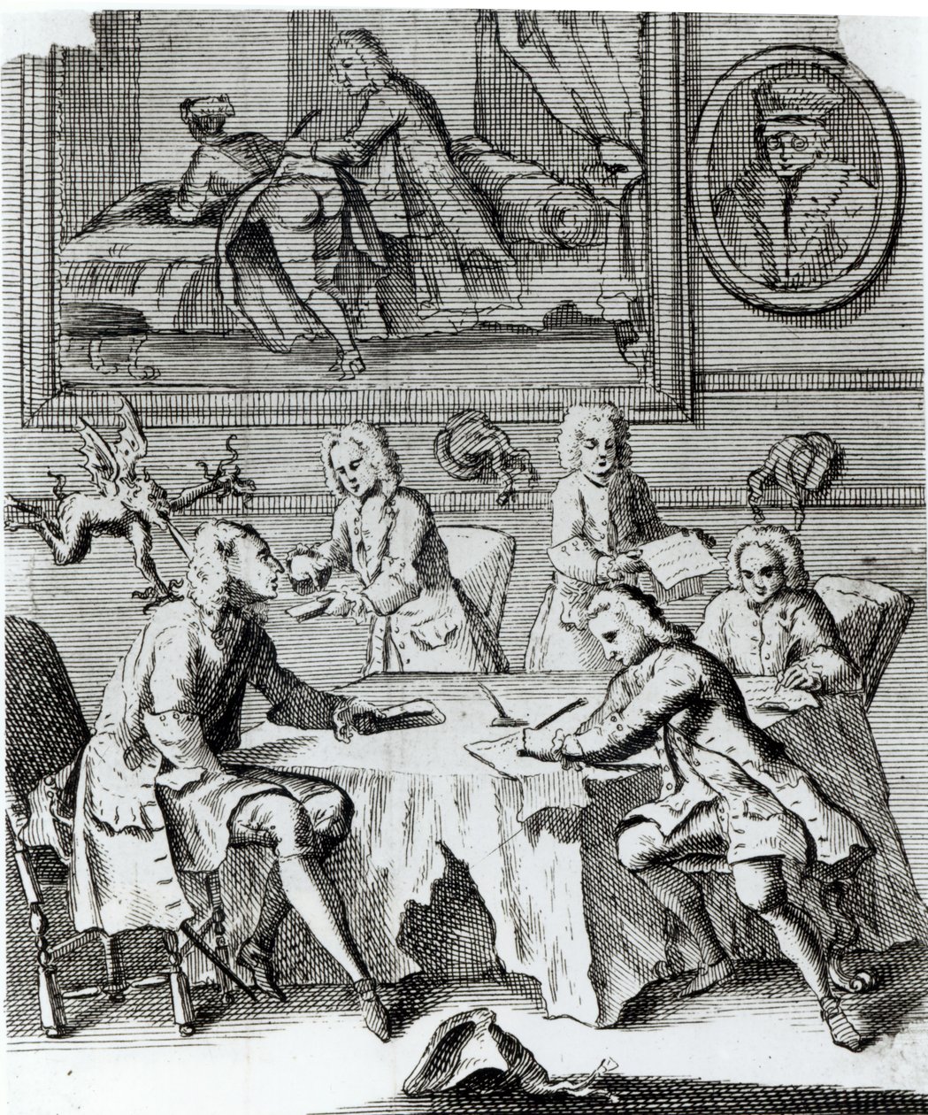Satira Whig sui negoziati per il Trattato di Utrecht, c.1713 da English School