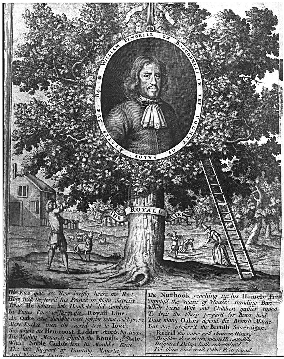 William Pendrill e la quercia di Boscobel, c.1700 da English School