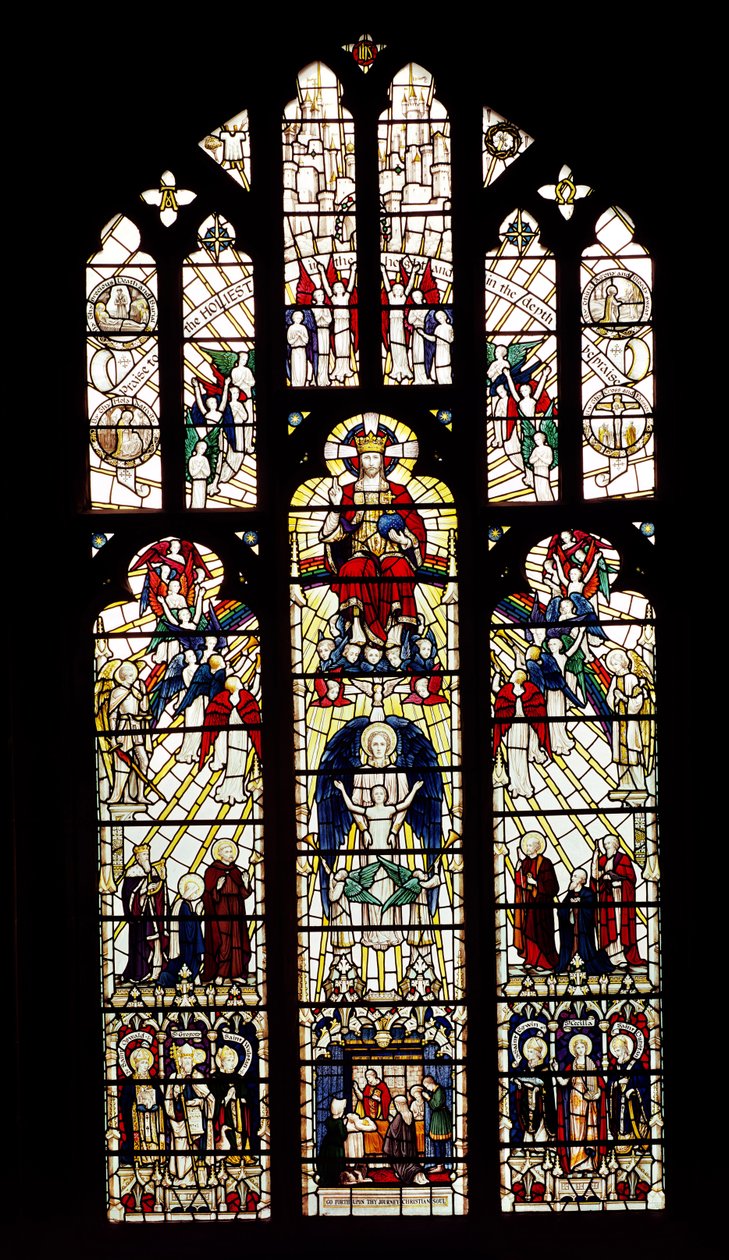 Finestra nella Cattedrale di Worcester, XV secolo (vetro colorato) da English School