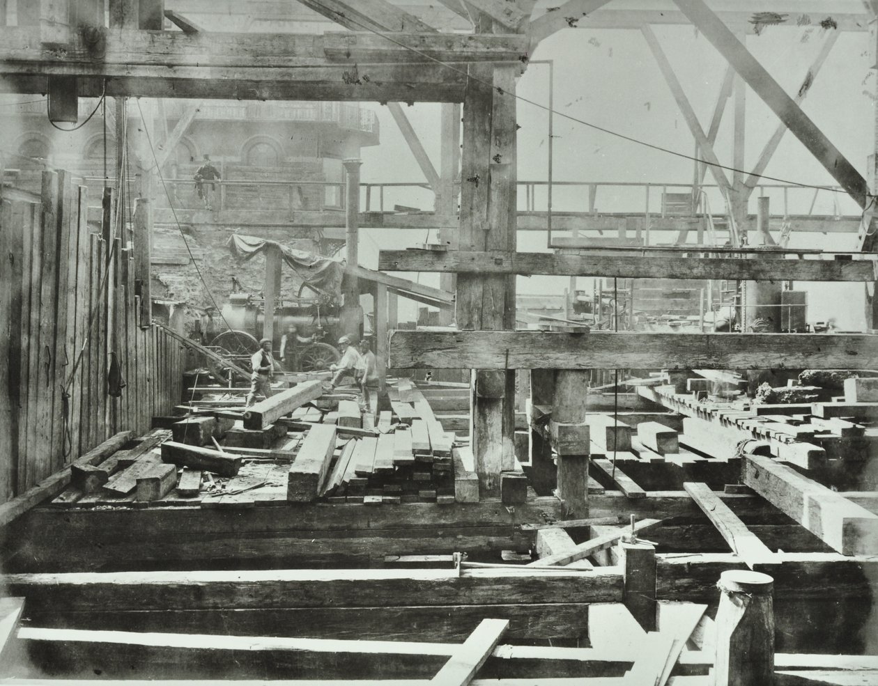 Blackfriars Bridge: lavori di costruzione in corso, 1869 da English Photographer