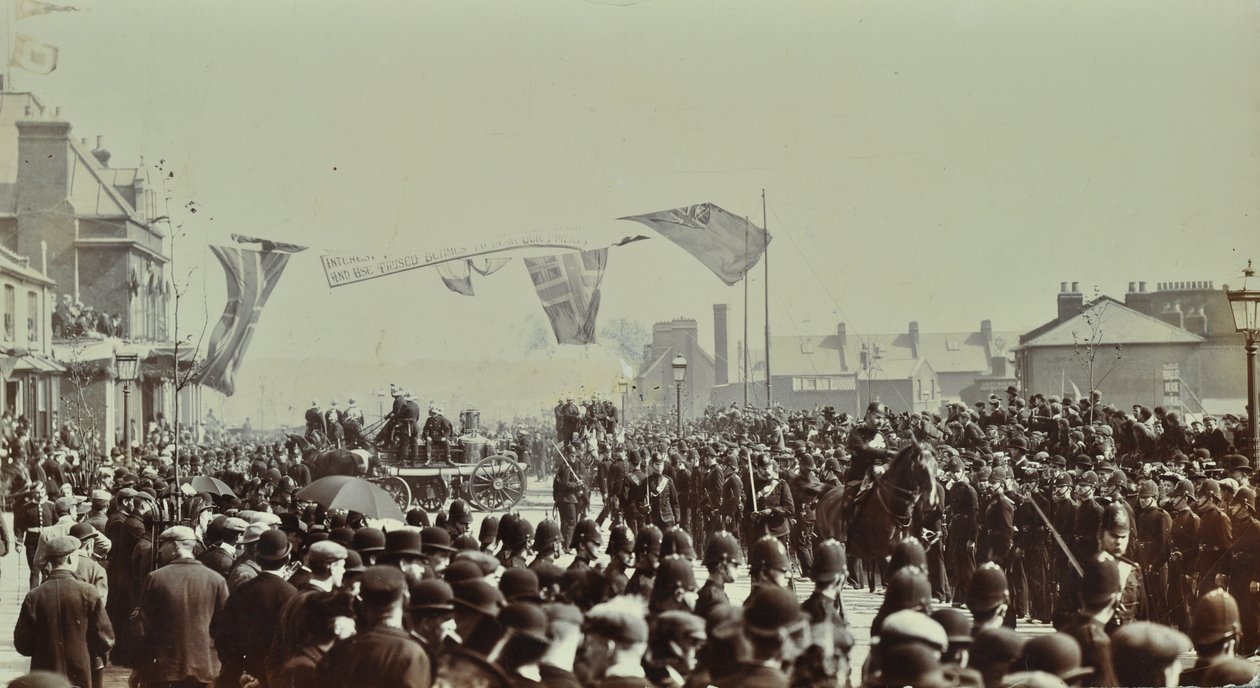 Tunnel di Blackwall: cerimonia di apertura con il Principe di Galles, futuro Re Edoardo VII, e la Principessa Alessandra, 1897 da English Photographer