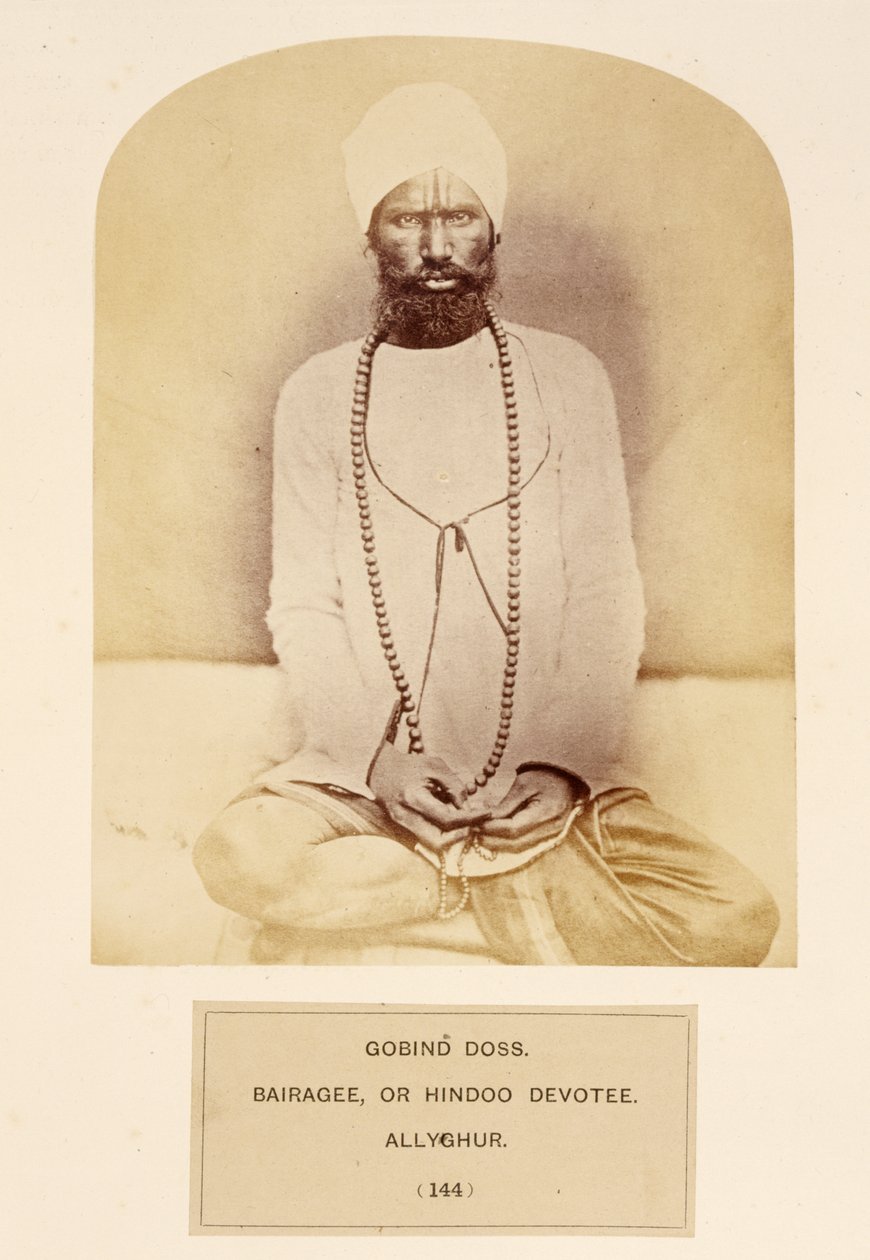 Govind Doss, Bairagee, o Devoto Hindoo, Allyghur, da The People of India, di J. Forbes Watson, pubblicato nel 1868 da English Photographer