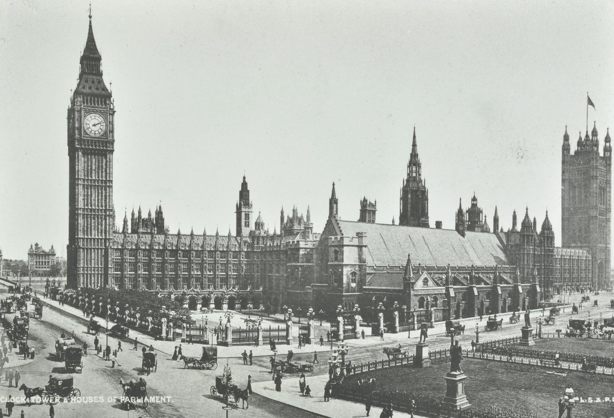 Parliament Square: vista est verso Big Ben e Houses of Parliament, 1895 da English Photographer
