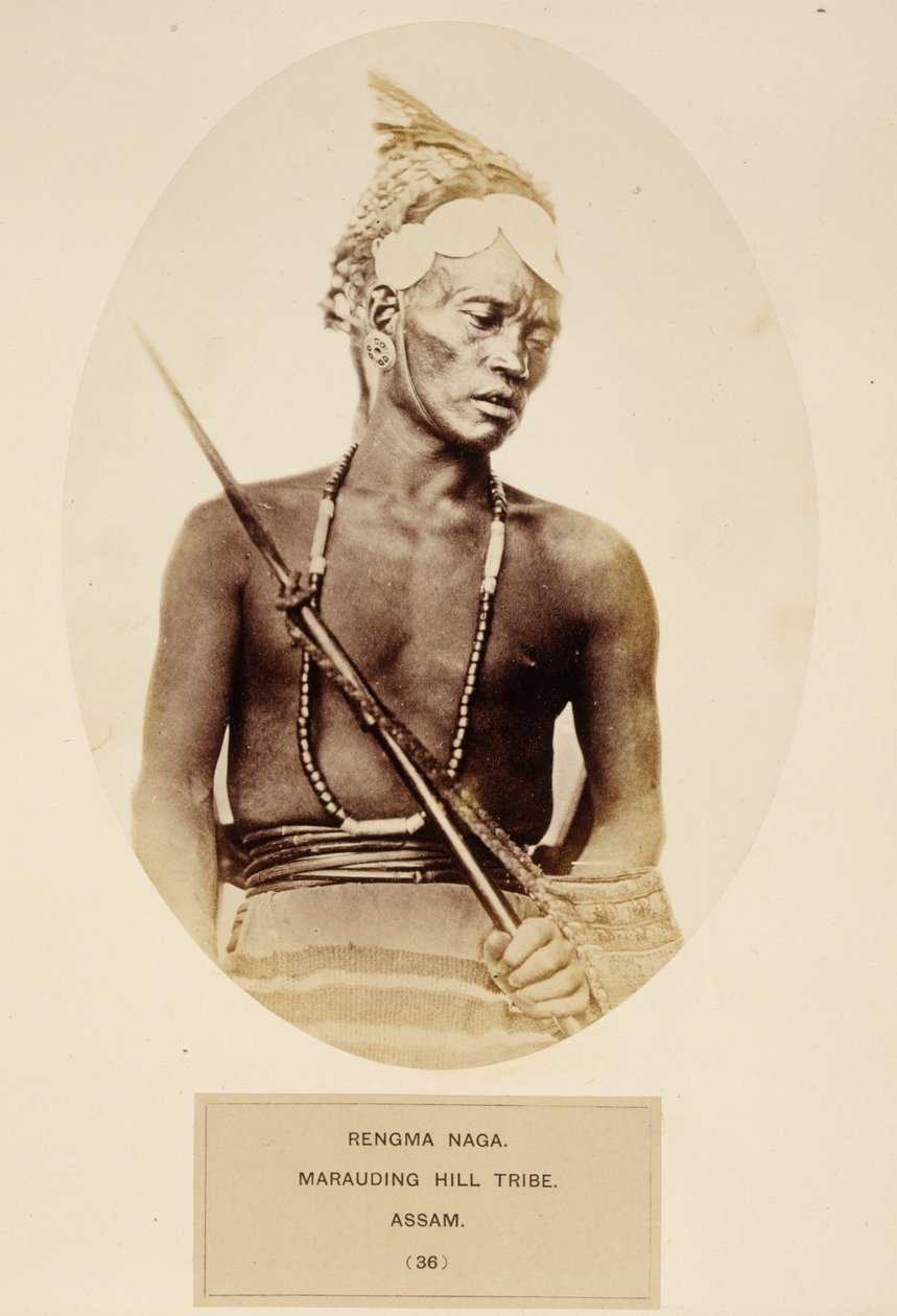 Rengma Naga, Tribù di Predoni delle Colline, Assam, da The People of India, di J. Forbes Watson, pubblicato nel 1868 da English Photographer